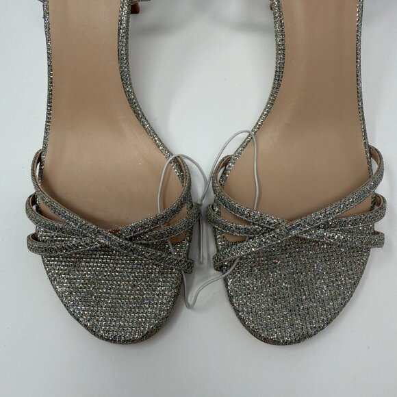 Stuart Weitzman Starla Sparkle Stiletto Heels Womens 10 Silver Gold Strappy NWOB - Picture 4 of 14
